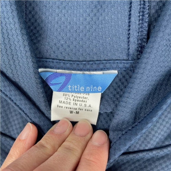 Title Nine Hoodie Blue 1/2 Zip Pocket Running Sz. M - Picture 7 of 12